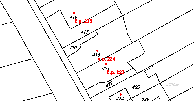 Janovice 224, Rýmařov na parcele st. 418 v KÚ Janušov, Katastrální mapa
