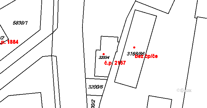 Pod Bezručovým vrchem 2157, Krnov na parcele st. 3200/4 v KÚ Krnov-Horní Předměstí, Katastrální mapa