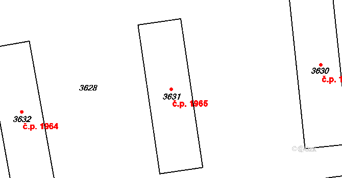 Kročehlavy 1965, Kladno na parcele st. 3631 v KÚ Kročehlavy, Katastrální mapa