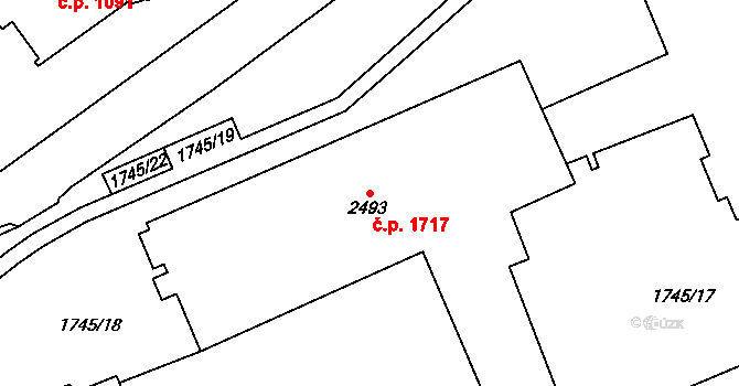 Kraslice 1717 na parcele st. 2493 v KÚ Kraslice, Katastrální mapa