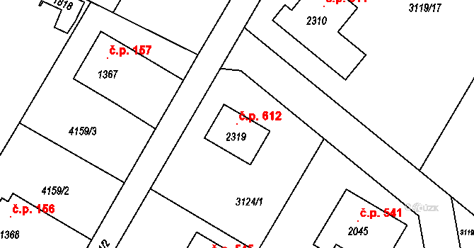 Týnec nad Sázavou 612 na parcele st. 3124/1 v KÚ Týnec nad Sázavou, Katastrální mapa