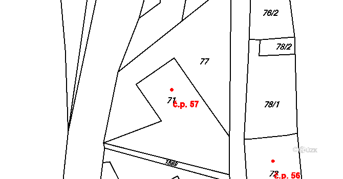 Horní Libchava 57 na parcele st. 71 v KÚ Horní Libchava, Katastrální mapa