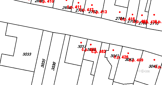Mimoň I 463, Mimoň na parcele st. 3037 v KÚ Mimoň, Katastrální mapa
