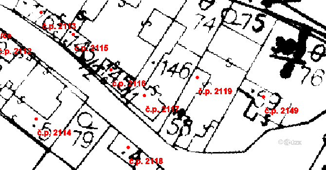 Podlusky 2117, Roudnice nad Labem na parcele st. 146 v KÚ Podlusky, Katastrální mapa