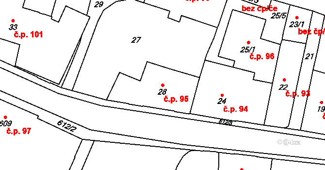 Jilemnice 95 na parcele st. 28 v KÚ Jilemnice, Katastrální mapa