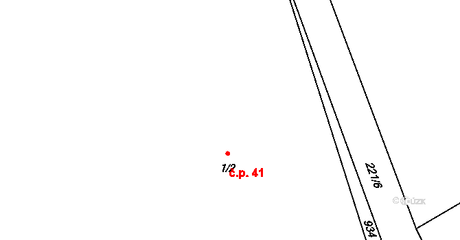 Křičov 41, Smidary na parcele st. 1/2 v KÚ Křičov, Katastrální mapa
