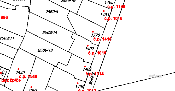Lysá nad Labem 1015 na parcele st. 1402 v KÚ Lysá nad Labem, Katastrální mapa