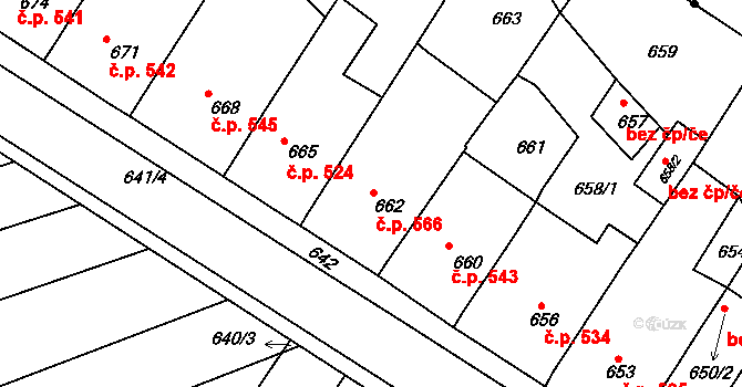 Charvátská Nová Ves 566, Břeclav na parcele st. 662 v KÚ Charvátská Nová Ves, Katastrální mapa