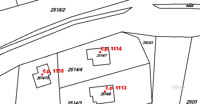 Frýdlant 1114, Frýdlant nad Ostravicí na parcele st. 2514/7 v KÚ Frýdlant nad Ostravicí, Katastrální mapa