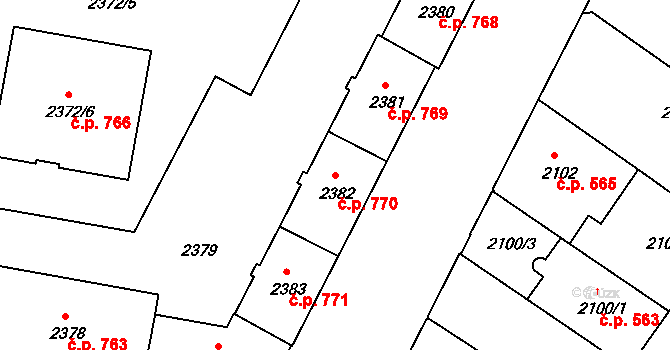 České Budějovice 3 770, České Budějovice na parcele st. 2382 v KÚ České Budějovice 3, Katastrální mapa