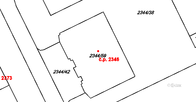 Předměstí 2346, Opava na parcele st. 2344/59 v KÚ Opava-Předměstí, Katastrální mapa