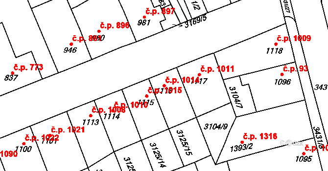 Česká Třebová 1014 na parcele st. 1116 v KÚ Česká Třebová, Katastrální mapa