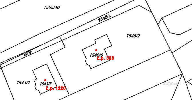 Jablunkov 588 na parcele st. 1546/6 v KÚ Jablunkov, Katastrální mapa