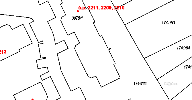 Brandýs nad Labem 2209,2210,2211, Brandýs nad Labem-Stará Boleslav na parcele st. 3075/1 v KÚ Brandýs nad Labem, Katastrální mapa