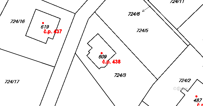 Švihov 438 na parcele st. 609 v KÚ Švihov u Klatov, Katastrální mapa