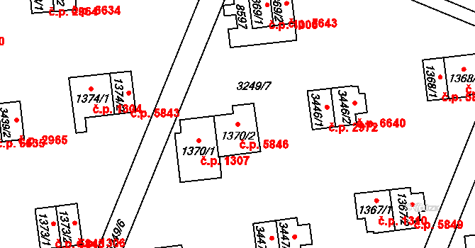 Zlín 5846 na parcele st. 1370/2 v KÚ Zlín, Katastrální mapa
