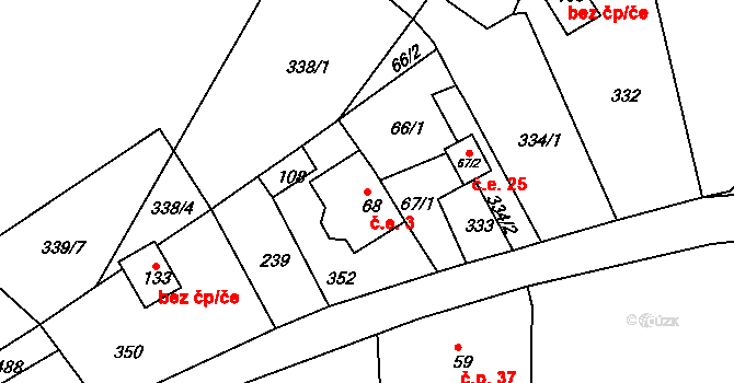 Kateřina 3, Skalná na parcele st. 68 v KÚ Vonšov, Katastrální mapa