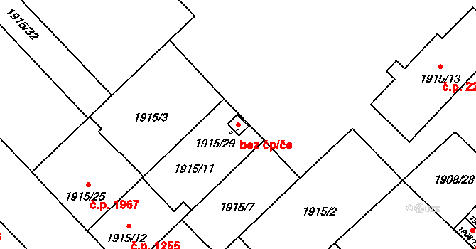 Opava 38102056 na parcele st. 1915/29 v KÚ Opava-Předměstí, Katastrální mapa