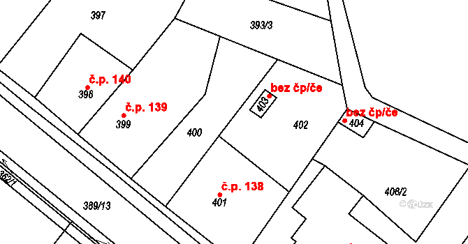 Kozolupy 39630056 na parcele st. 403 v KÚ Kozolupy u Plzně, Katastrální mapa