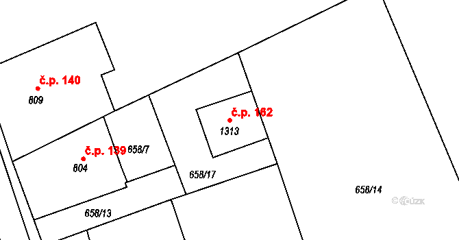 Broumov 40074056 na parcele st. 1313 v KÚ Broumov, Katastrální mapa