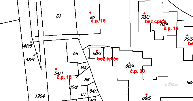 Praha 40462056 na parcele st. 66/3 v KÚ Bubeneč, Katastrální mapa