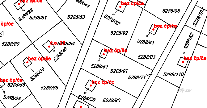 Litoměřice 41075056 na parcele st. 5288/51 v KÚ Litoměřice, Katastrální mapa