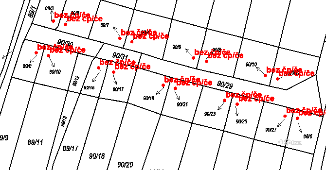 Všestudy 41793056 na parcele st. 90/19 v KÚ Všestudy, Katastrální mapa
