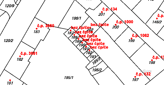 Chomutov 42030056 na parcele st. 190 v KÚ Chomutov I, Katastrální mapa