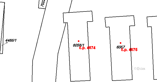 Zlín 4674 na parcele st. 6056/1 v KÚ Zlín, Katastrální mapa