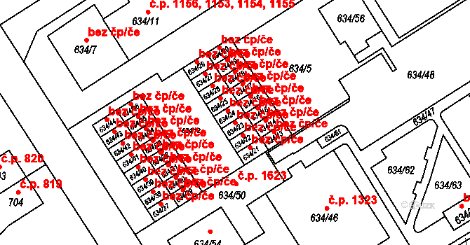 Rychnov nad Kněžnou 44281056 na parcele st. 634/23 v KÚ Rychnov nad Kněžnou, Katastrální mapa