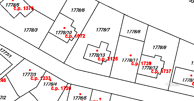 Předměstí 2125, Opava na parcele st. 1778/13 v KÚ Opava-Předměstí, Katastrální mapa