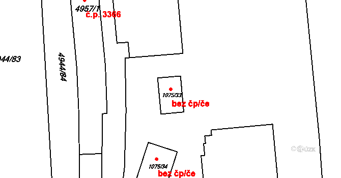 Česká Lípa 45913056 na parcele st. 1075/33 v KÚ Česká Lípa, Katastrální mapa