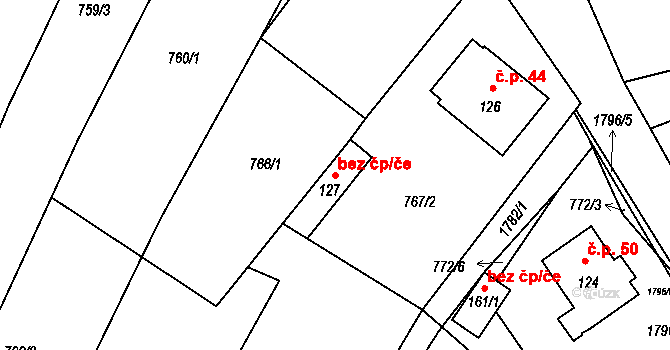 Borkovice 47423056 na parcele st. 127 v KÚ Borkovice, Katastrální mapa