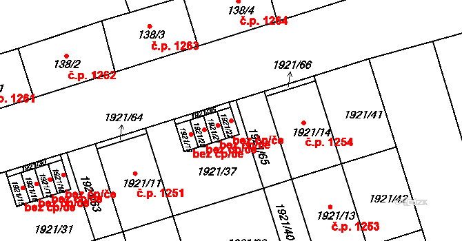 Teplice 49176056 na parcele st. 1921/22 v KÚ Teplice-Trnovany, Katastrální mapa