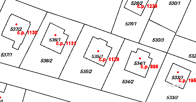 Mohelnice 1129 na parcele st. 535/1 v KÚ Mohelnice, Katastrální mapa