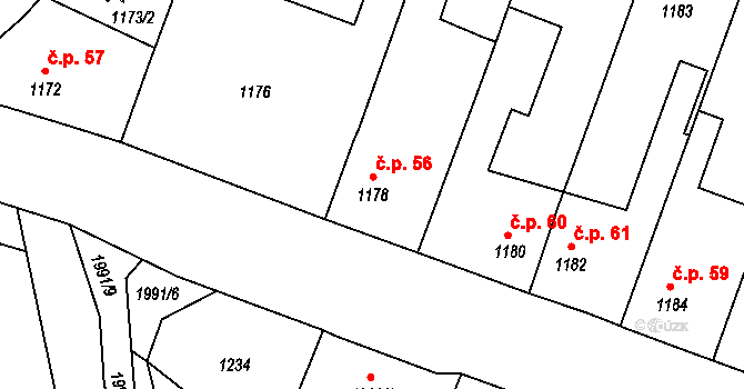 Vimperk III 56, Vimperk na parcele st. 1178 v KÚ Vimperk, Katastrální mapa