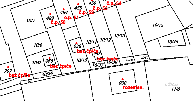 Husinec 94942056 na parcele st. 957 v KÚ Husinec u Řeže, Katastrální mapa