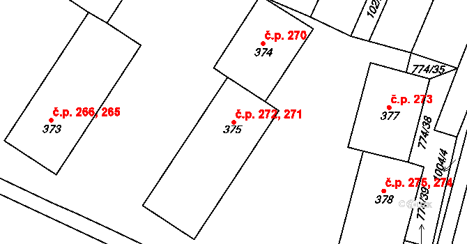Rokytnice v Orlických horách 271,272 na parcele st. 375 v KÚ Rokytnice v Orlických horách, Katastrální mapa