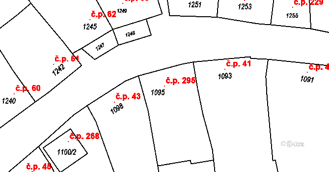 Pustiměř 295 na parcele st. 1095 v KÚ Pustiměř, Katastrální mapa