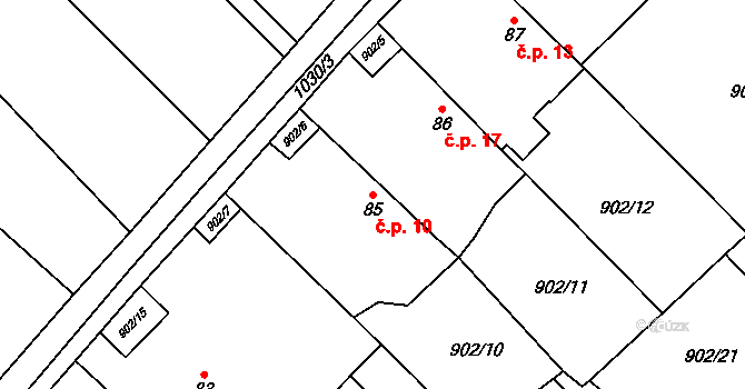 Hološiny 10, Petrovice I na parcele st. 85 v KÚ Hološiny, Katastrální mapa
