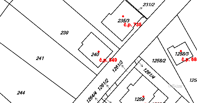 Vnorovy 549 na parcele st. 240 v KÚ Vnorovy, Katastrální mapa