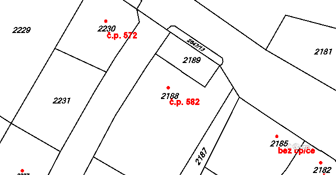 Rýmařov 582 na parcele st. 2188/1 v KÚ Rýmařov, Katastrální mapa