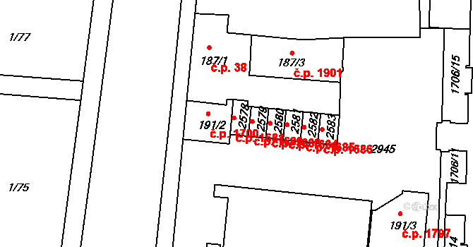 Vlašim 1681 na parcele st. 2578 v KÚ Vlašim, Katastrální mapa