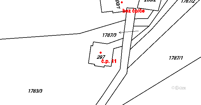 Sýkořice 11, Žernov na parcele st. 297 v KÚ Žernov, Katastrální mapa
