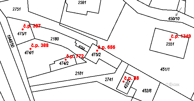 Třebechovice pod Orebem 656 na parcele st. 475/2 v KÚ Třebechovice pod Orebem, Katastrální mapa