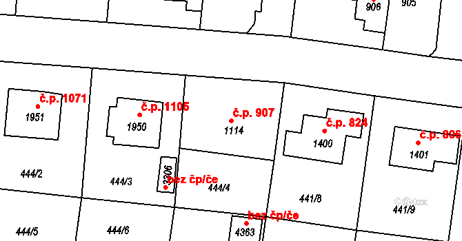 Strakonice I 907, Strakonice na parcele st. 1114 v KÚ Strakonice, Katastrální mapa