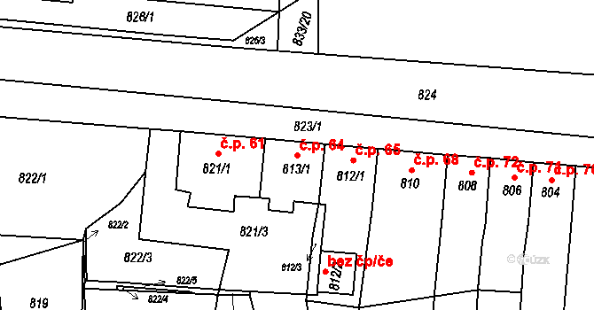 Miřetice u Klášterce nad Ohří 64, Klášterec nad Ohří na parcele st. 813/1 v KÚ Miřetice u Klášterce nad Ohří, Katastrální mapa