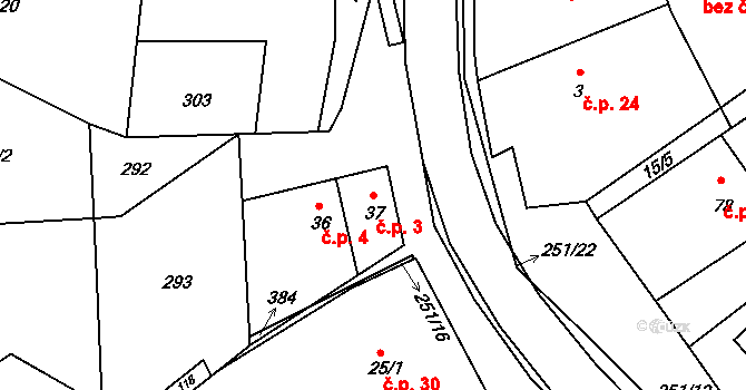 Vlčnov 3, Chrudim na parcele st. 37 v KÚ Vlčnov u Chrudimi, Katastrální mapa