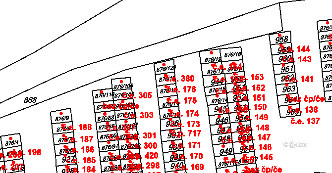 Postoloprty 175 na parcele st. 876/12 v KÚ Postoloprty, Katastrální mapa