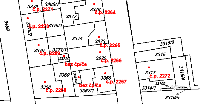 Žižkov 2266, Praha na parcele st. 3372 v KÚ Žižkov, Katastrální mapa